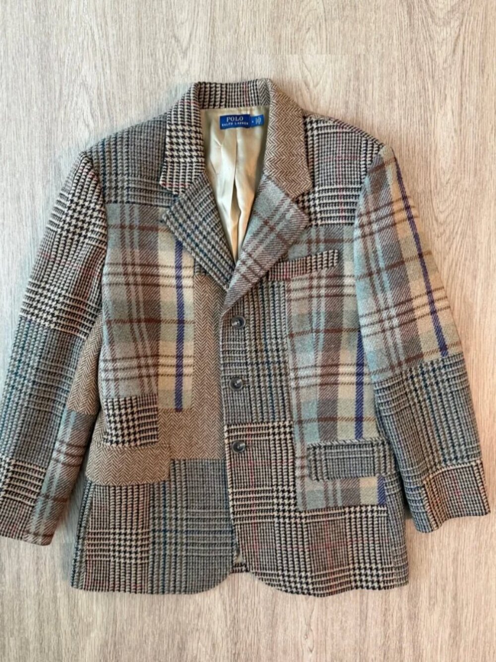 Polo Ralph Lauren Italian Wool Blend Patchwork Plaid Blazer 4 - Picture 5 of 9